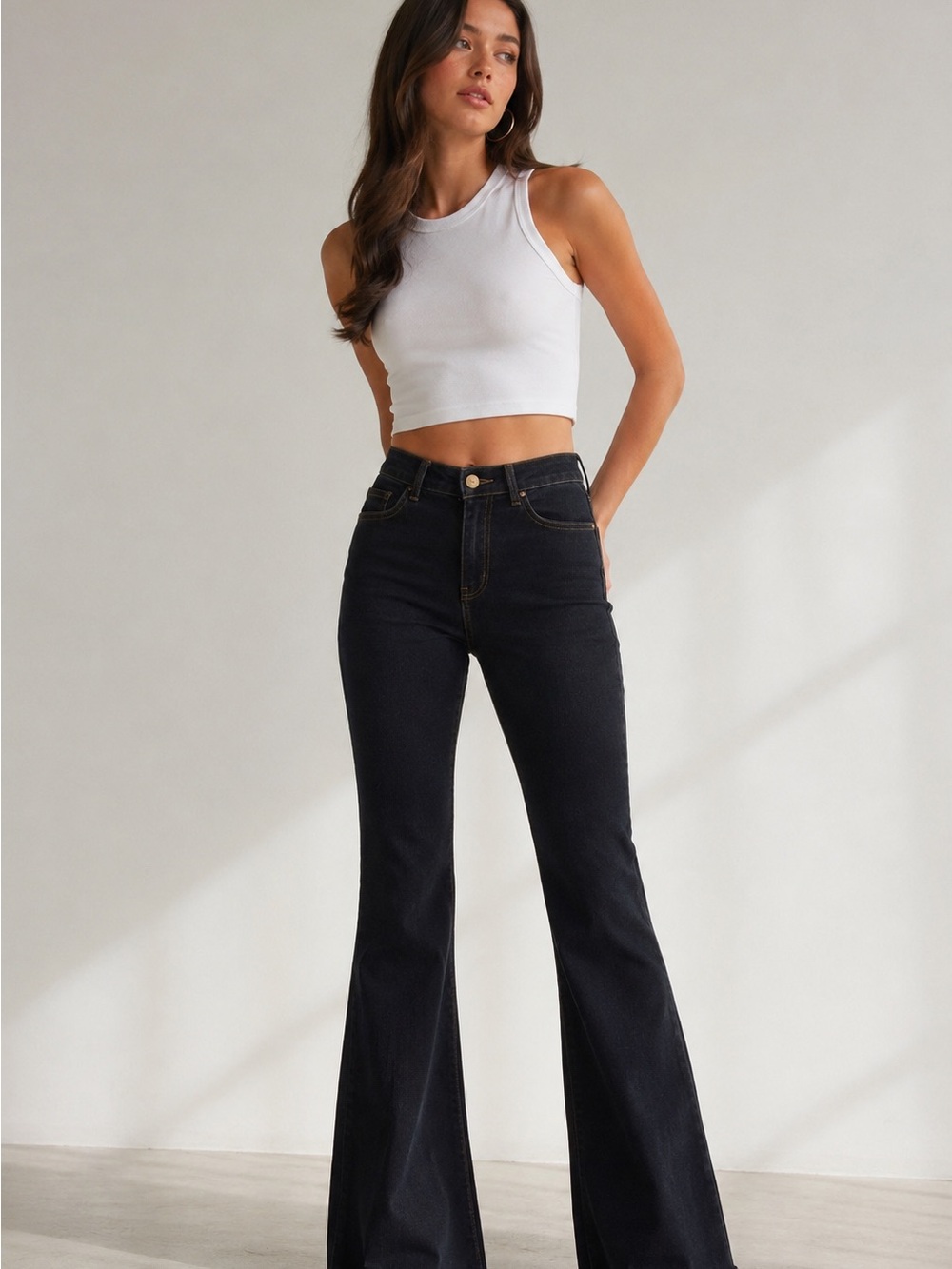 High-Rise Black Flared Women's Jeans